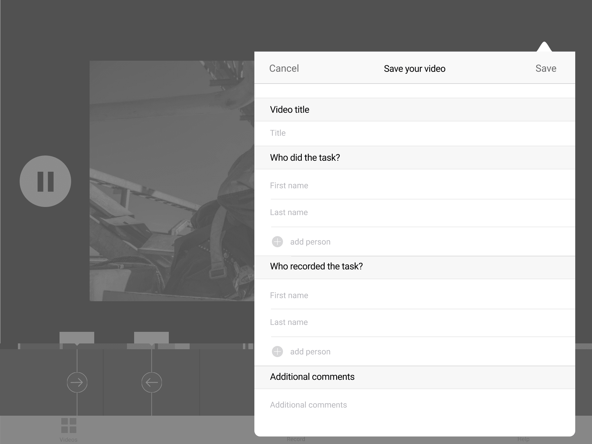 Starter Kit edit screen on an iPad: the save form