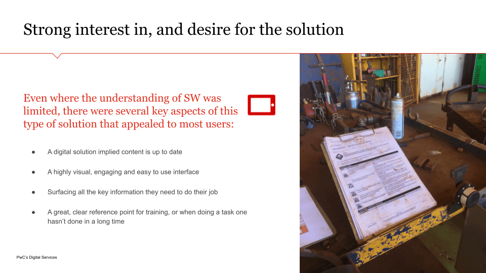 Findings slide: strong interest in, and desire for the solution