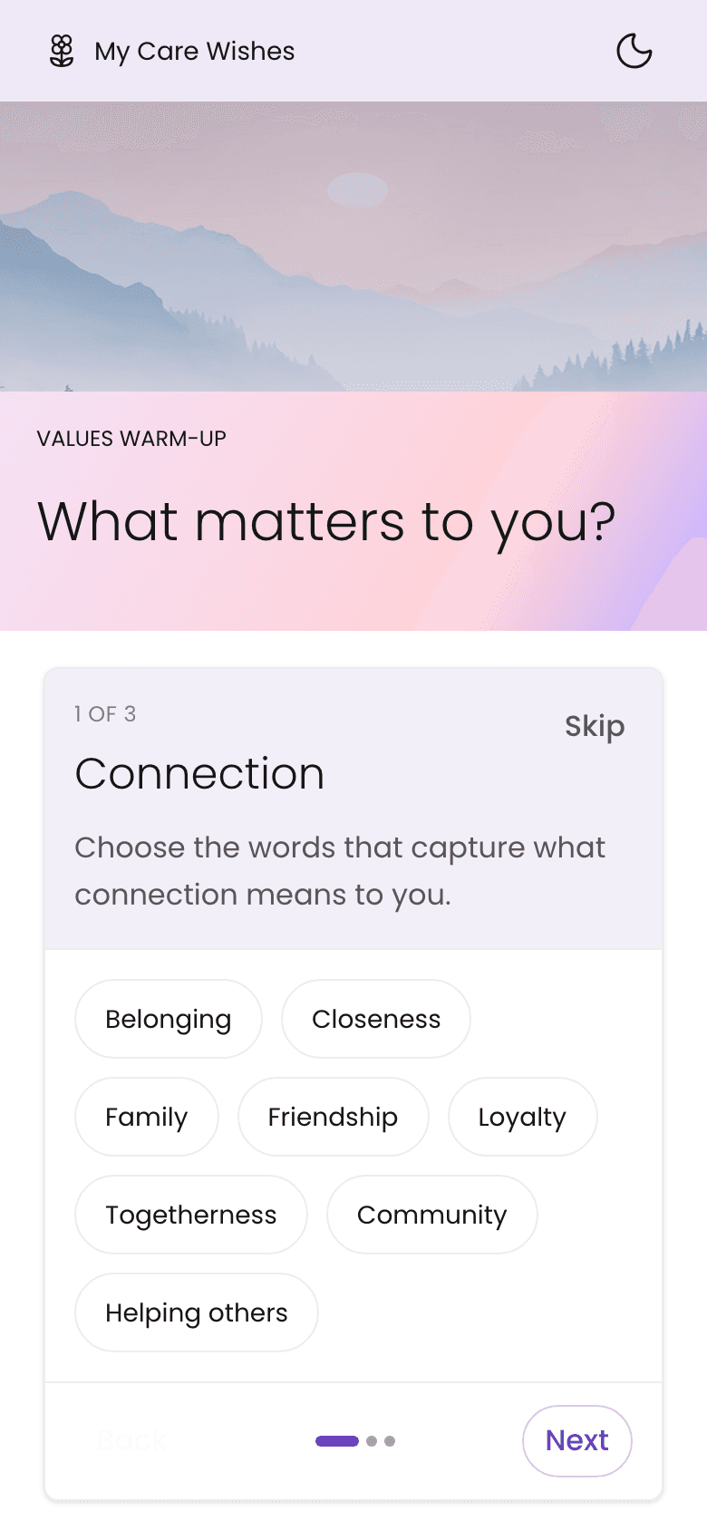 The values warm-up on a phone