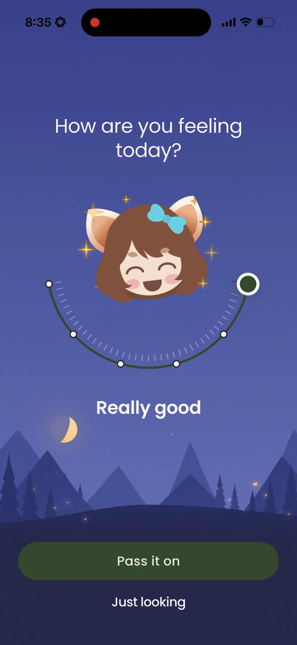 Michi: Picking a card and a kind line to send a friend.